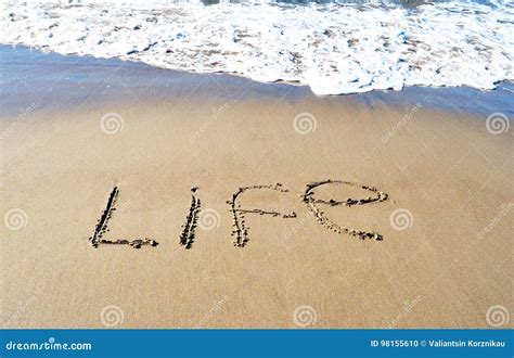 The Word Life Stock Photo Image Of Enjoying Beach Message 98155610