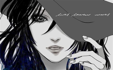 Anime Girl Black White Face Long Hair Wallpaper 1500x937 651827 Wallpaperup