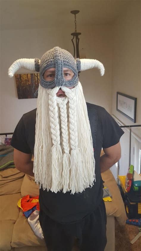 This Crochet Pattern For Viking Hat Helmet With Beard Is Just One Of