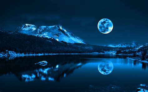 Full Moon Over Lake Wallpaper 1920x1200 34509