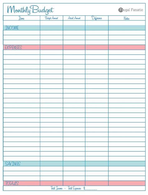 Personal Monthly Budget Spreadsheet Template — Db