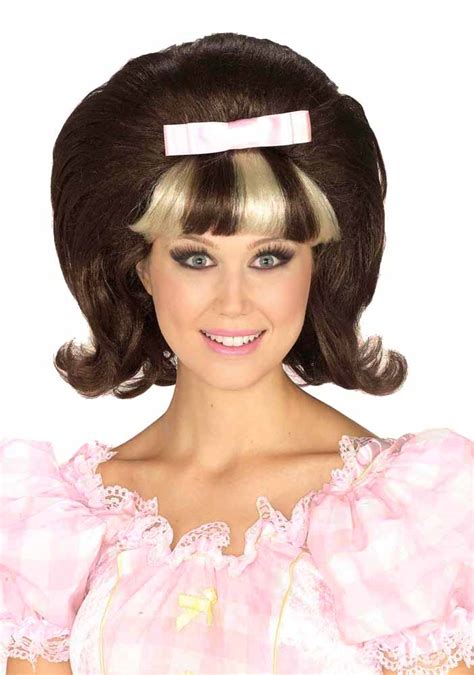 The large poof with the hair all tied in the back is known as the beehive. 60's Princess Hairspray Bouffant Theatrical Wig Brown ...
