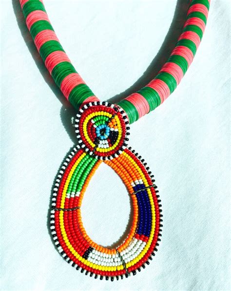 African Necklace Nigerian Beads With Maasai Bead Work Etsy