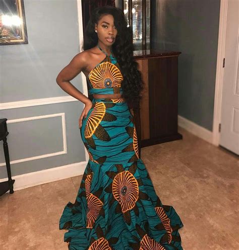 Ankara Two Piece African Prom Dresses African Clothing Styles