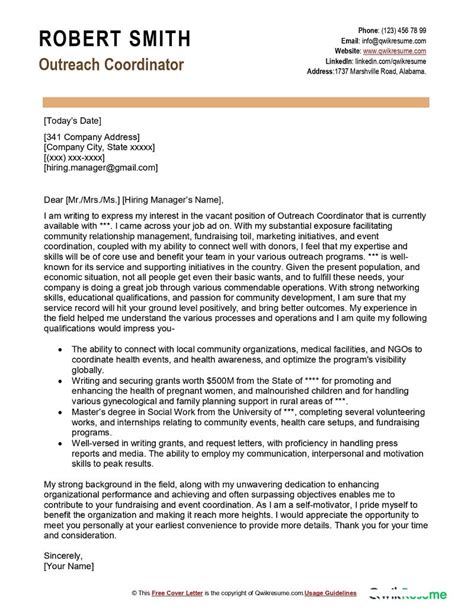 Outreach Coordinator Cover Letter Examples Qwikresume