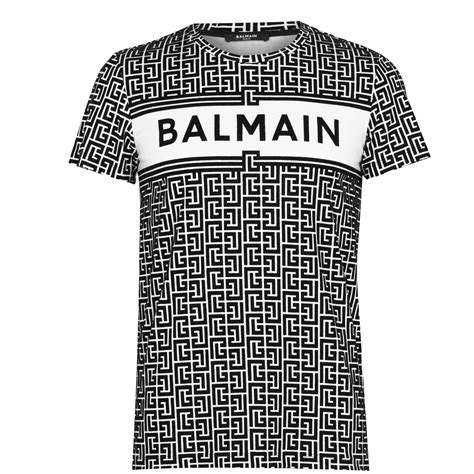 Balmain Monogram T Shirt Men Regular Fit T Shirts Flannels