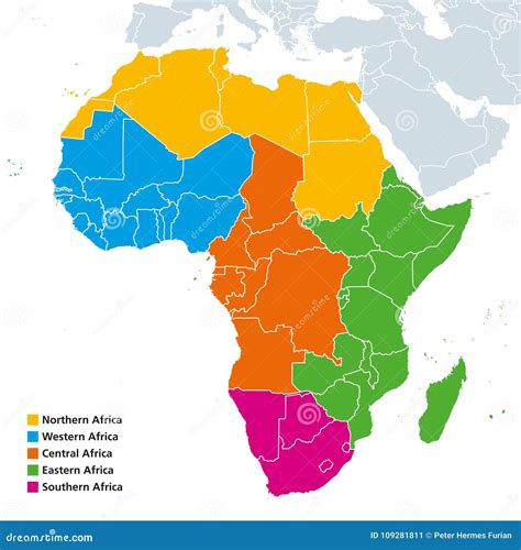 Mapa Político Das Regiões De África Ilustração Do Vetor Ilustração De Vetor Naturalize 109281811