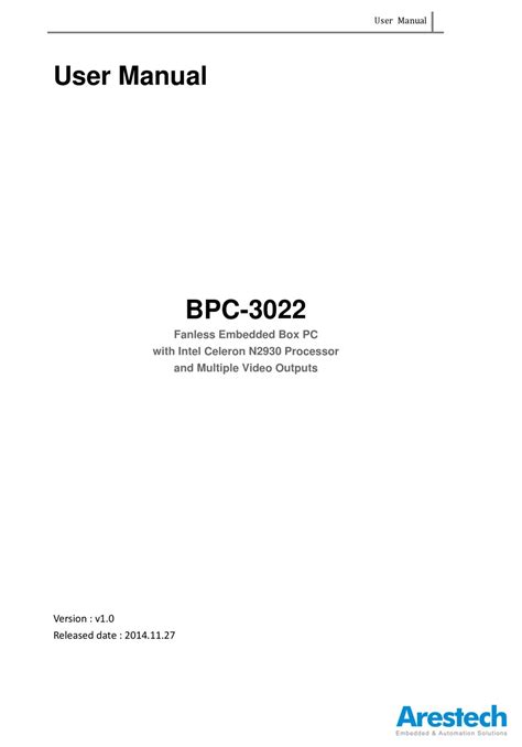 Arestech Bpc 3022 User Manual Pdf Download Manualslib