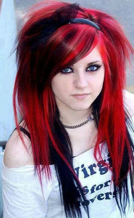 Emo Girl Red And Black Hair Hair Pinterest Emo Girls