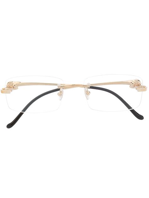 Cartier Rimless Square Frame Glasses In Gold Modesens