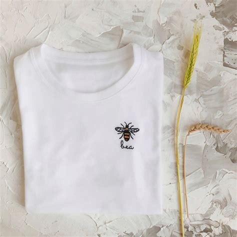 Bee Embroidered T Shirt Save The Bees Gift For Her Etsy Embroidery