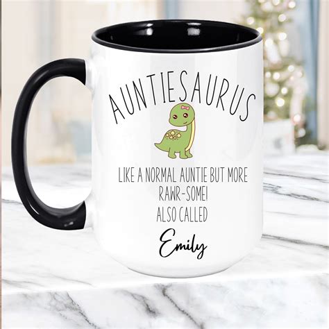 Auntie Mug Custom Auntie Auntiesaurus Muggift For Auntie Etsy