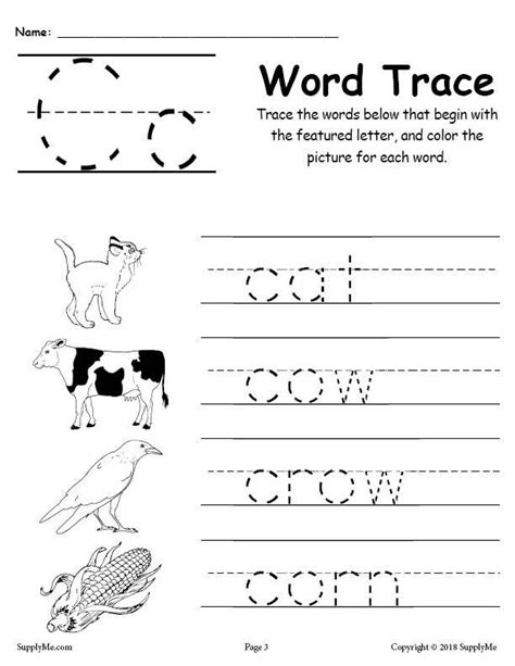 Letter C Words Alphabet Tracing Worksheet Alphabet Words Tracing