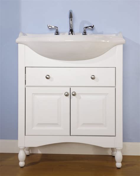 The left side is 4 wide, measuring from the edge of the sink; 30 Inch Single Sink Narrow Depth Furniture Bathroom Vanity ...