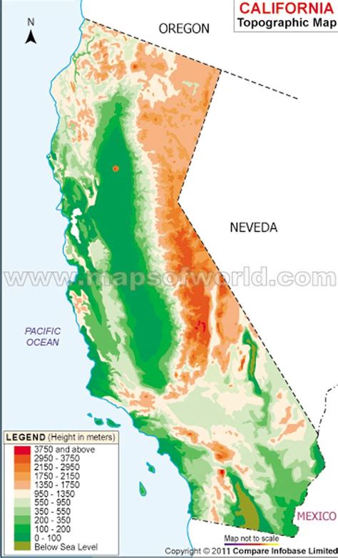 Elevation Map Of California Usa Topographic Map Altit