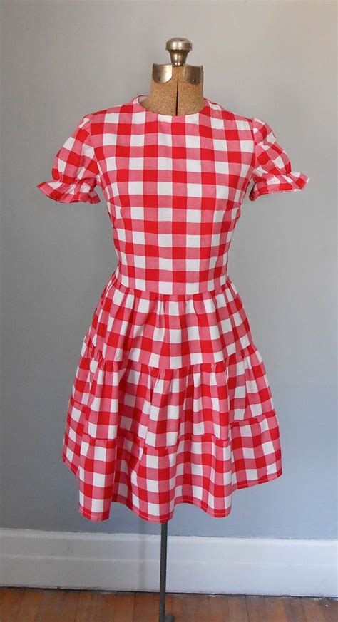 Cotton Red Gingham Dress Vintage Womens 50s Clothing Etsy Vintage