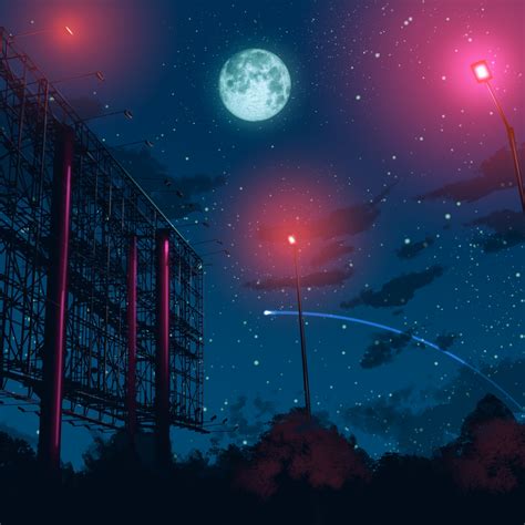 Desktop Wallpaper Moon Light Night Starry Sky Hd Image Picture