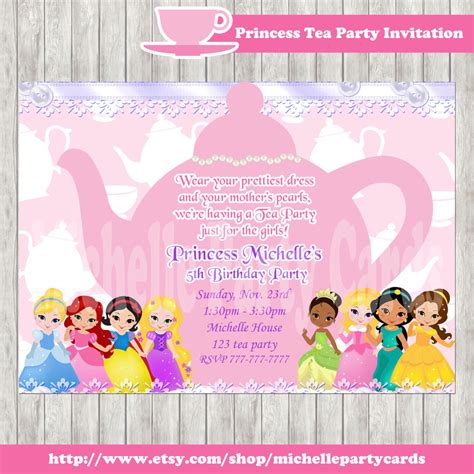 Princess Tea Party Invitation All Princesses Princess Etsy Princess