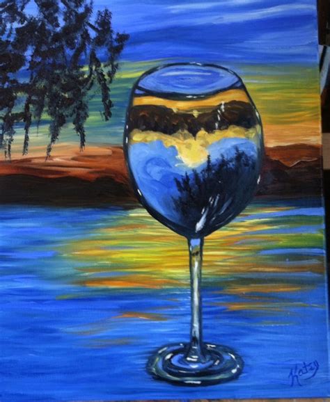 Items Similar To Wine Glass Ocean Sunset Oil Painting Fantasy Art