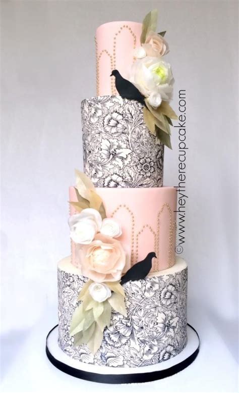 Art Nouveau Wafer Paper Wedding Cake Cake Decorating Ideas