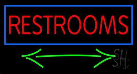 Red Restrooms With Blue Border Led Neon Sign Restroom Neon Signs