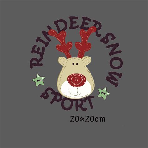 Christmas Deer Iron On Patches For Clothing Heat Transfer Cartoon