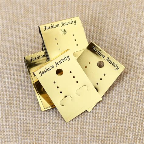 Fashion Jewelry Earring Packaging Card 200pcs Gold Plastic Pvc