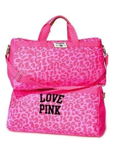 Victorias Secret Pink Leopard Travel Duffle Bag Tote Pink Duffle Bag