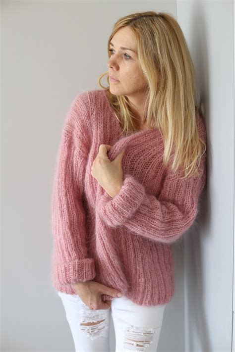 mohair oversized sweater knitted by hand pink no 301 online store handmade sweaters bruno