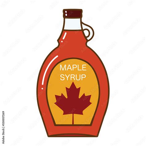 Hand Drawn Vector Illustration Of Maple Syrup In Bottle Isolated On