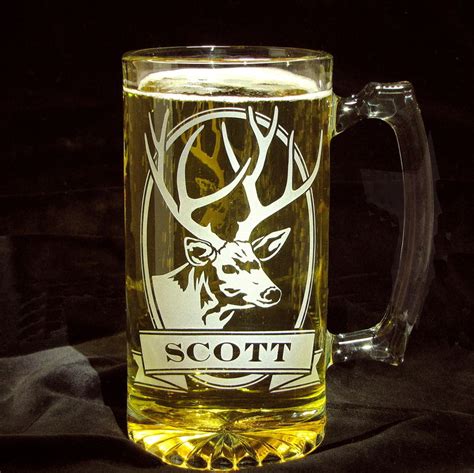 personalized wolf beer mug etched glass present for outdoorsman wolf lover brad goodell weddings