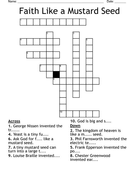 Faith Like A Mustard Seed Crossword Wordmint