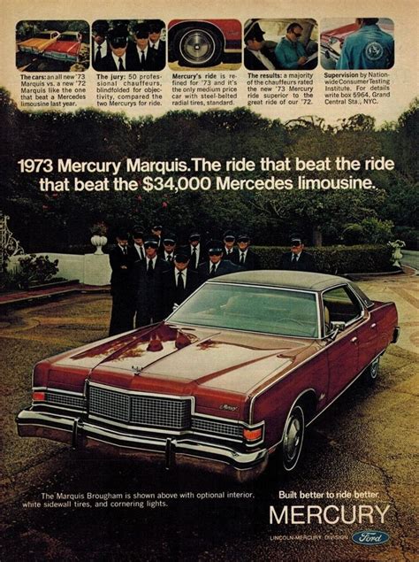 Mercury Marquis Brougham 1973 Retro Ads Vintage Car Ads Automobilia