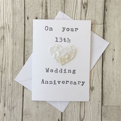Lace 13th Wedding Anniversary Card Etsy Uk
