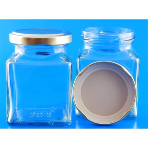 Square Jars 190ml With Lids X 12 By The Preserving Pan