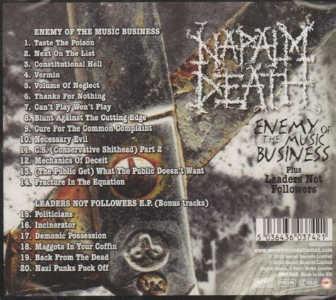 Napalm Deathcd Albumenemy Of The Music Businessleaders Not Followers