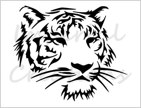 Tiger Head Stencil Wild Cat Detailed Design Reusable Sheet Etsy