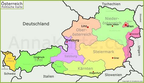 Topographische karte von österreich topographic map of austria. Österreich politische Landkarte - AnnaKarte.com