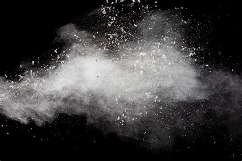 Freeze Motion Of White Dust Particles Splash On Black Backgroundwhite