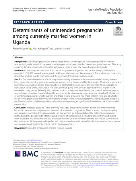 Pdf Determinants Of Unintended Pregnancies Among Currently Married