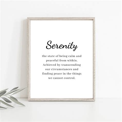 Serenity Definition Digital Printinspirational Quote Decortherapy