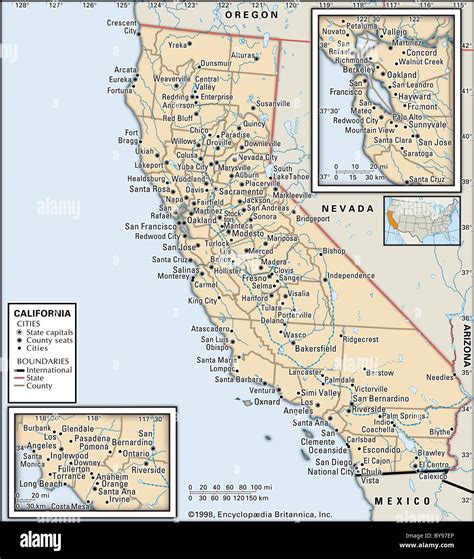 mapa político de california fotografía de stock alamy