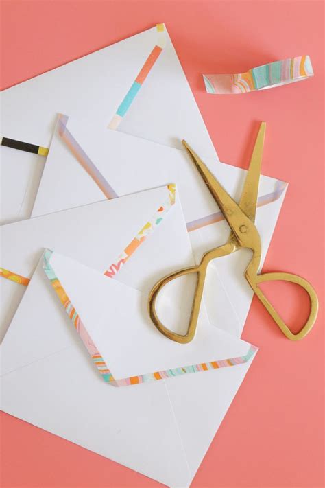Diy Washi Tape Lined Envelopes Club Crafted Washi Tape Diy Diy