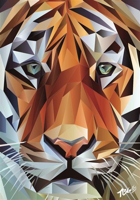 A Close Up Of A Tiger S Face Made Out Of Geometric Polygonics