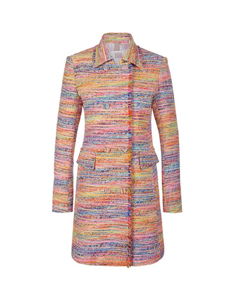 Riani Boucle Multi Colour Raw Edge Collared Coat Women From Young