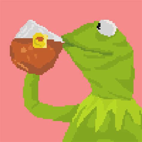 Kermit The Frog Tea Pixel Art Sticker Stickers By Sdotj Redbubble