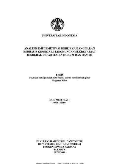 Universitas Indonesia Analisis Implementasi Kebijakan Anggaran Berbasis