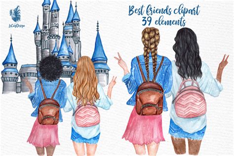 Best Friends Girls Clip Art By Lecoqdesign