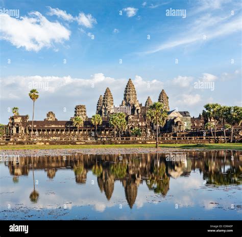 Cambodia Landmark Angkor Wat With Reflection In Water Stock Photo Alamy