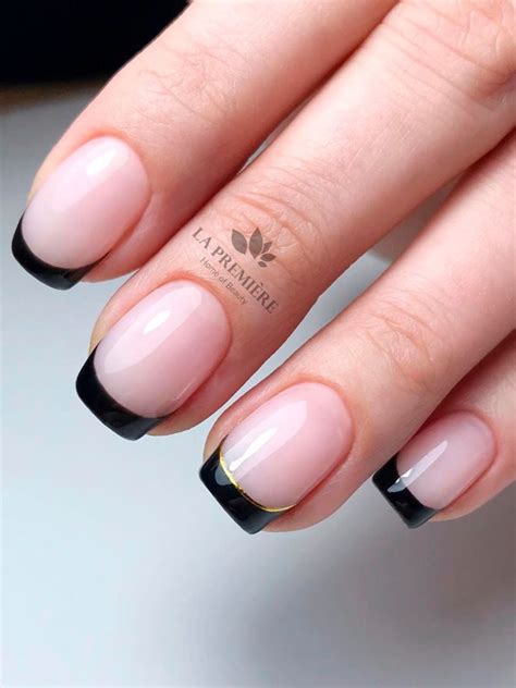 Short Squared Black French Tip Nails Design Black Nails Are Always